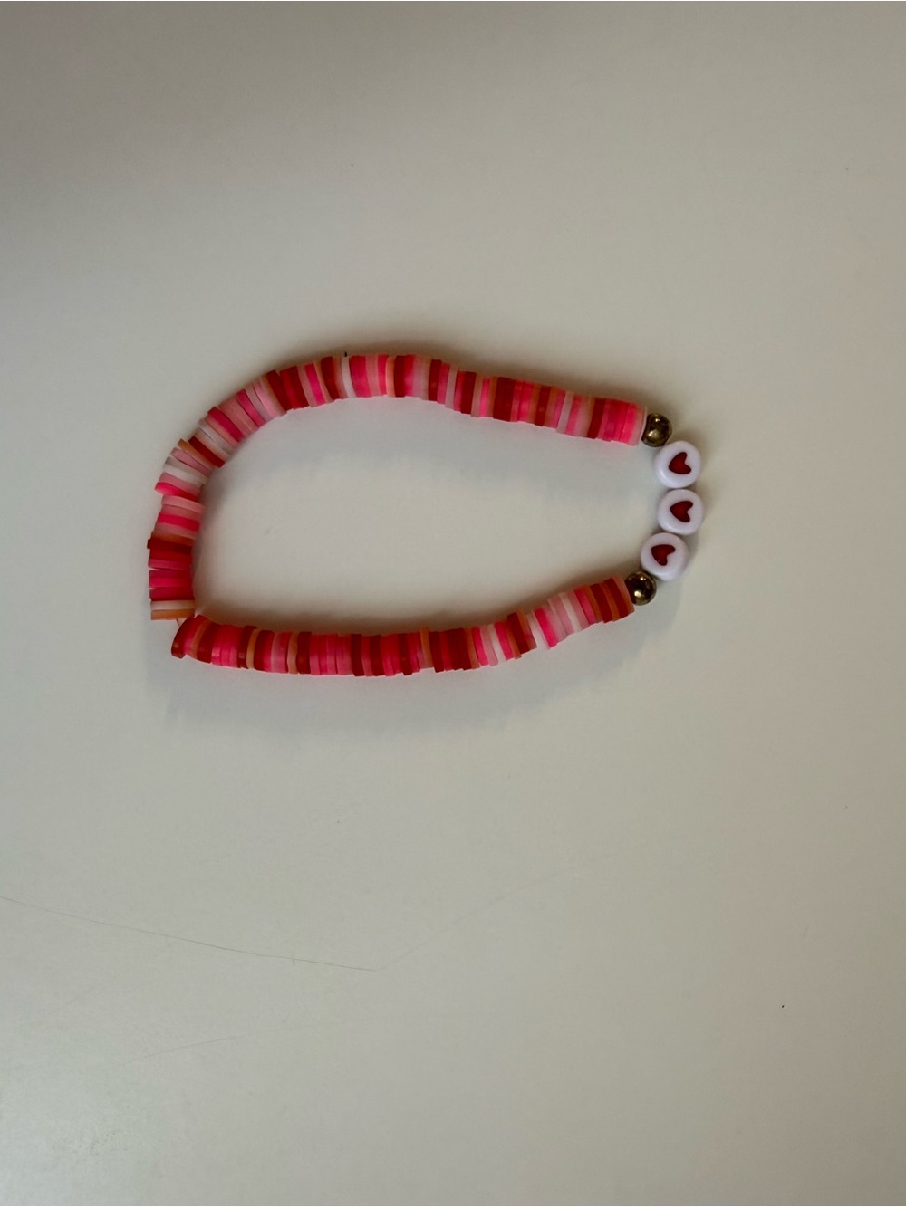 Kids Pink Heart Bead Stretch Bracelet
